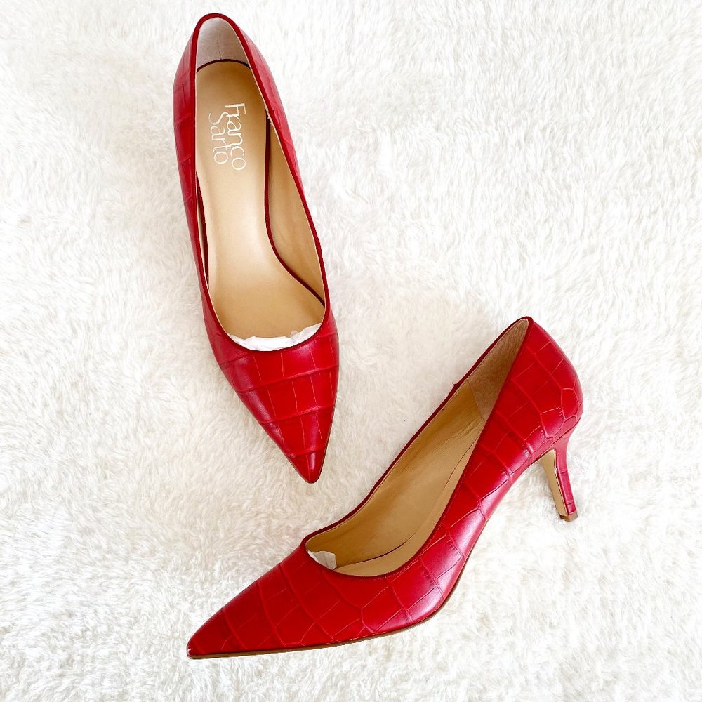 Franco Sarto, NWOT, Women's 2.5" high heel, Red Leather, Size 9M